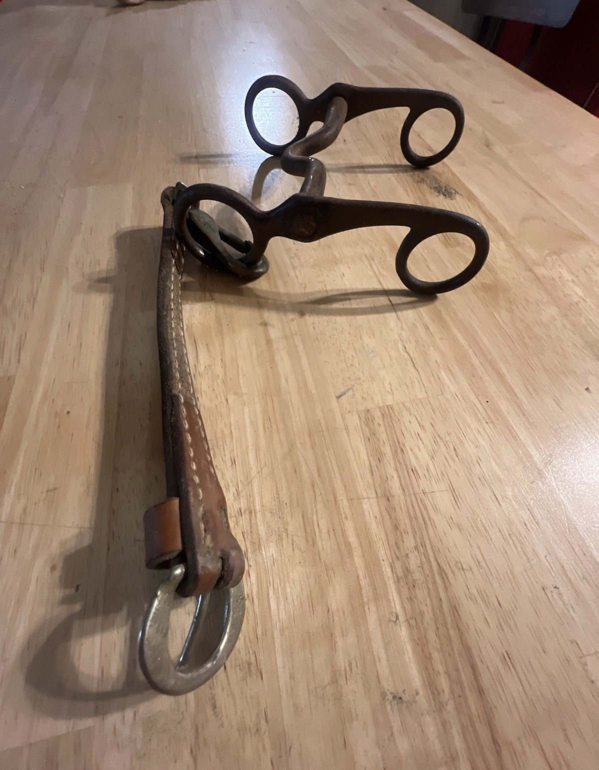 Vintage Hand-Forged Western Ranch Horse Bit – Original Leather Strap  Authentic