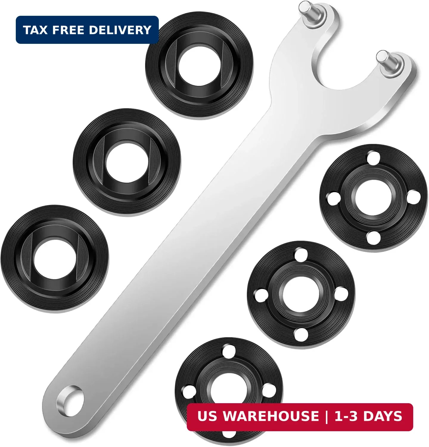 7PCS Angle Grinder Nut Angle Grinder Flange Wrench Kit, 5/8-11 Flange Metal Lock