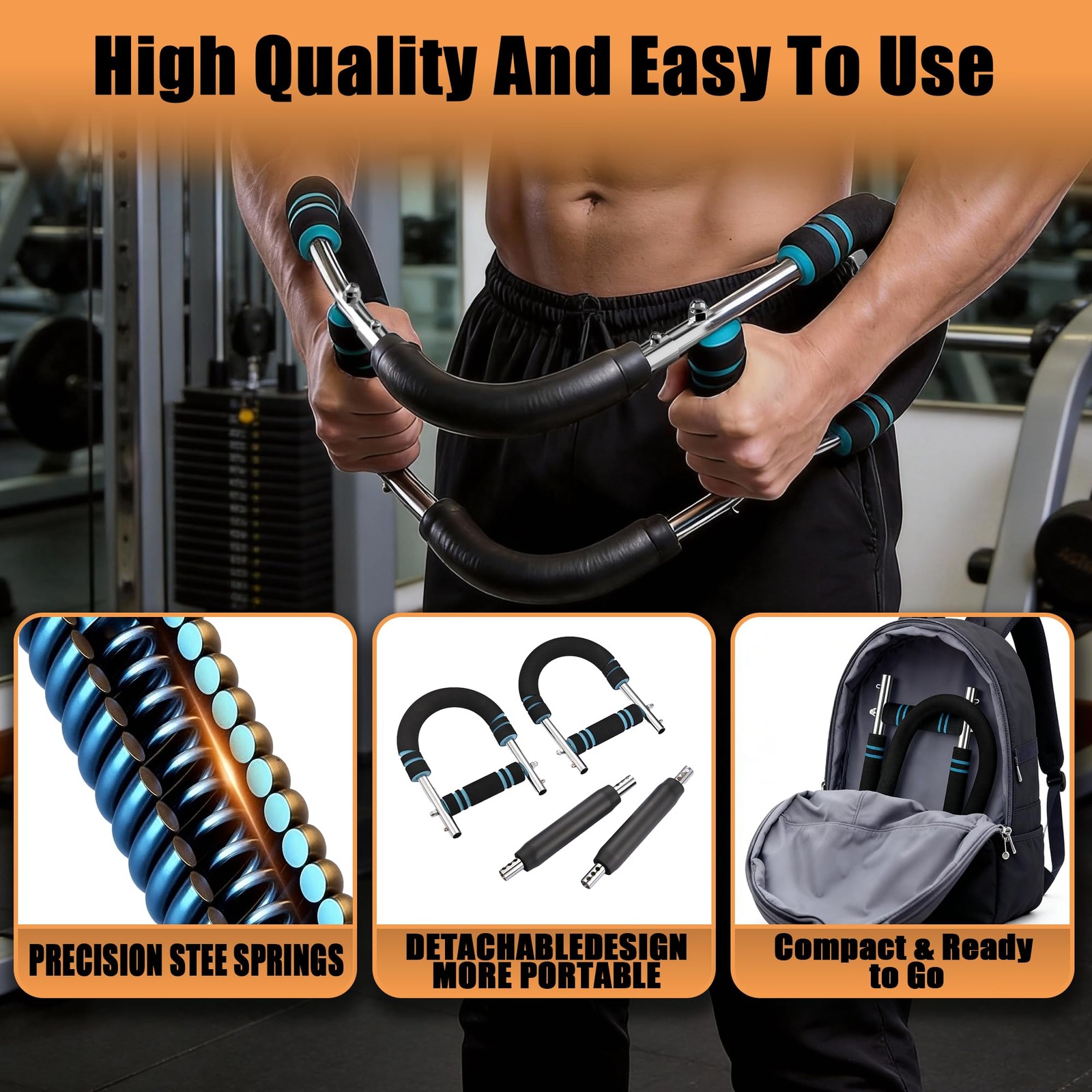 Arm Trainer 40-100lb Adjustable Resistance Chest Workout for Home & Travel