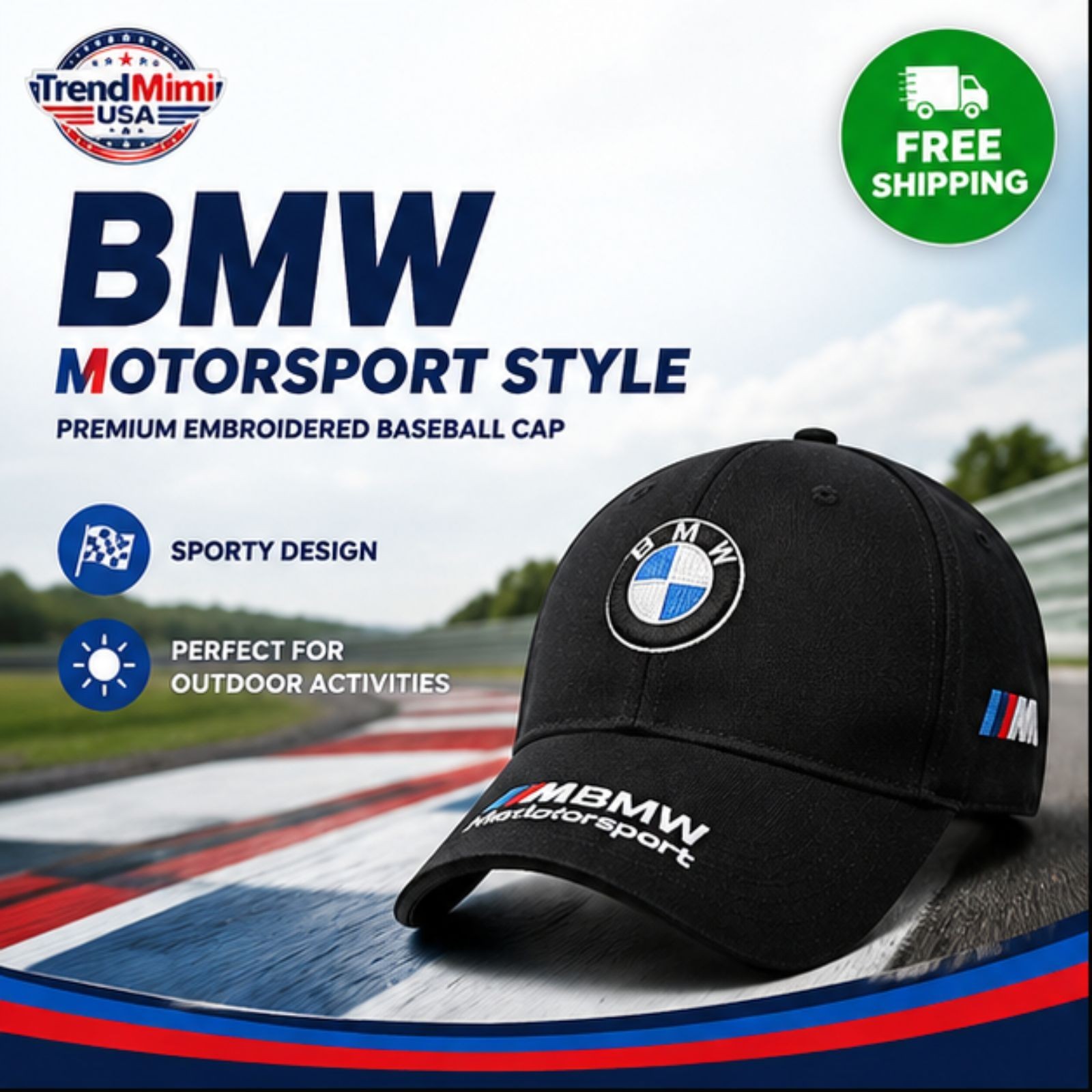BMW Motorsport Embroidered Baseball Cap Cotton Adjustable Summer Outdoor Sport H