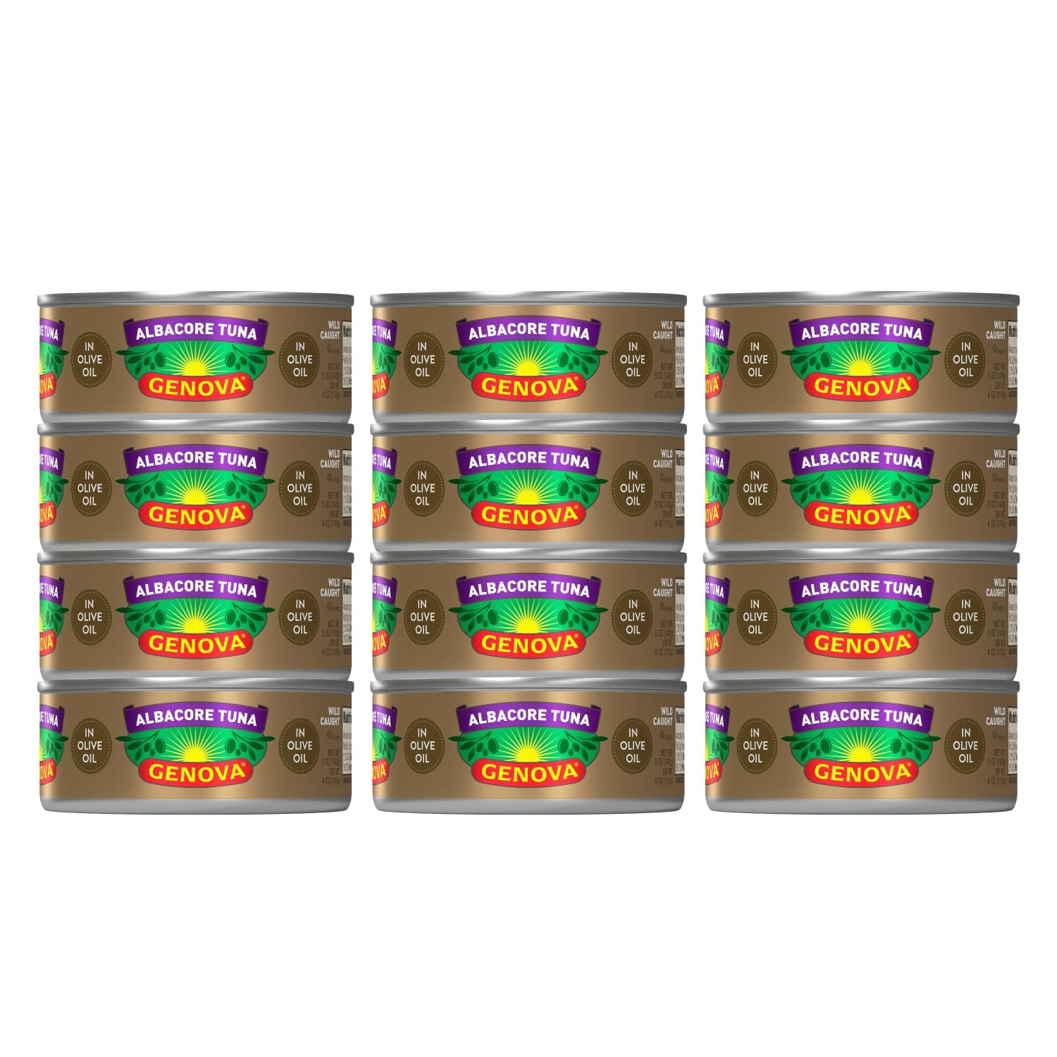 Premium Albacore Tuna in Olive Oil, 5 Ounce Cans (Pack of 12), Wild Caught Canne