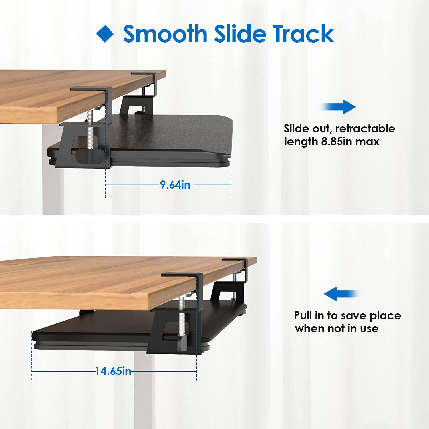 Under-Desk Keyboard Tray, Adjustable for Height & Tilt, Spacious Surface