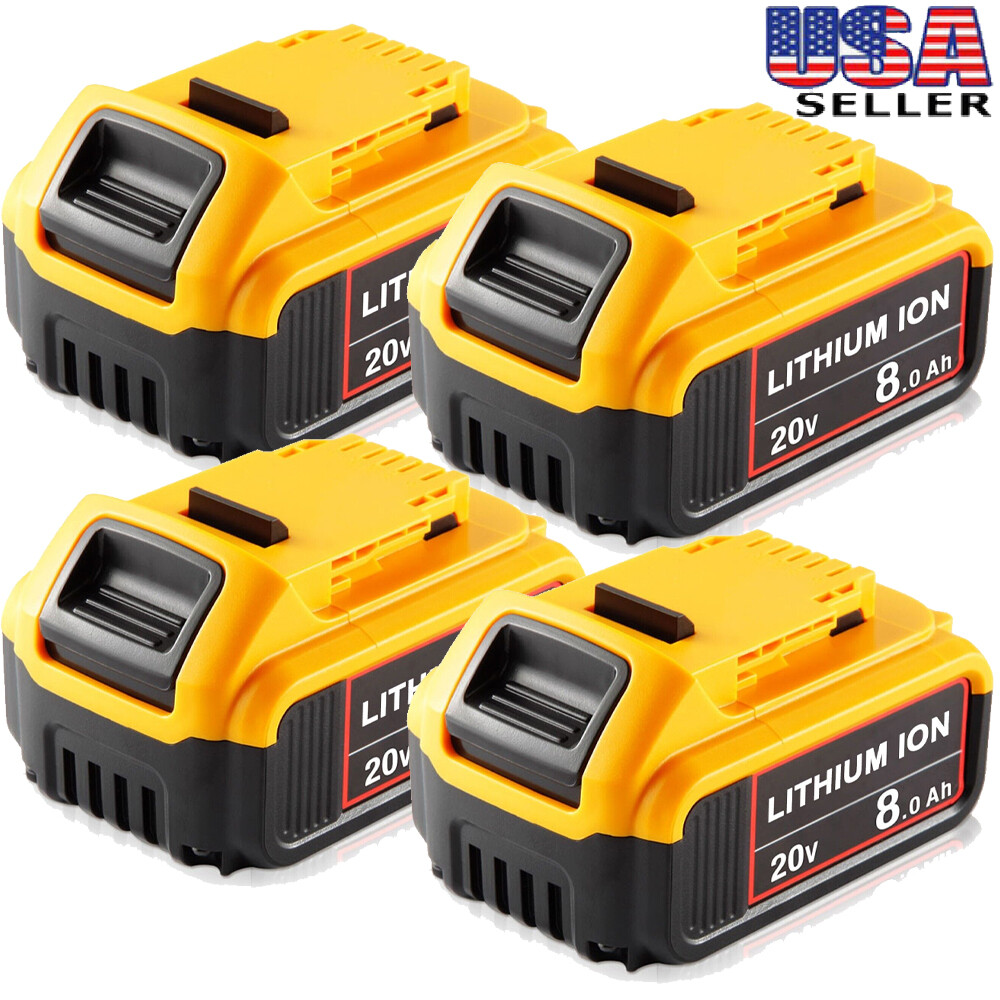 1~4Pack 8.0AH For DeWalt 20V 20Volt Max  Lithium Ion Battery DCB206-2 DCB205-2