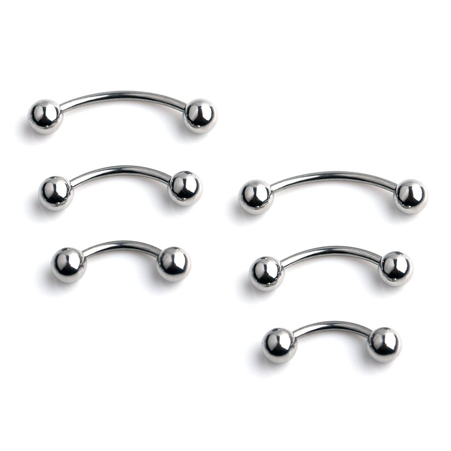 Ruifan 3prs(6pcs) Surgical Steel Tiny Curved Eyebrow Ear Navel Belly Lip Ring...