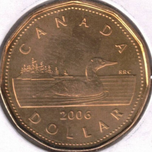 2006 Plain Canadian Brilliant Uncirculated QEII & Loonie $1 Coin!