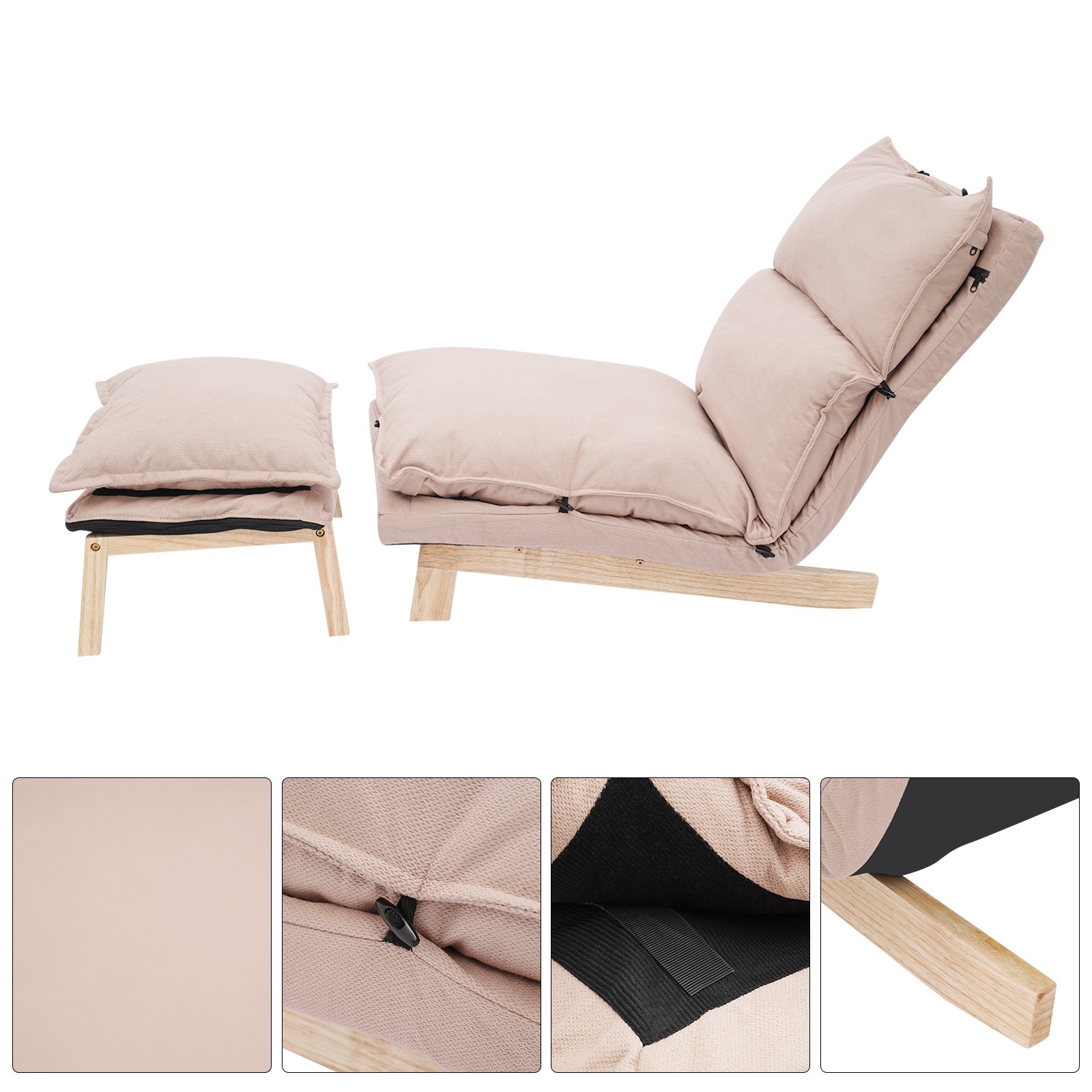 Lounge Chair, Single Lazy Sofa Leisure Balcony Adjustable Recliner USA