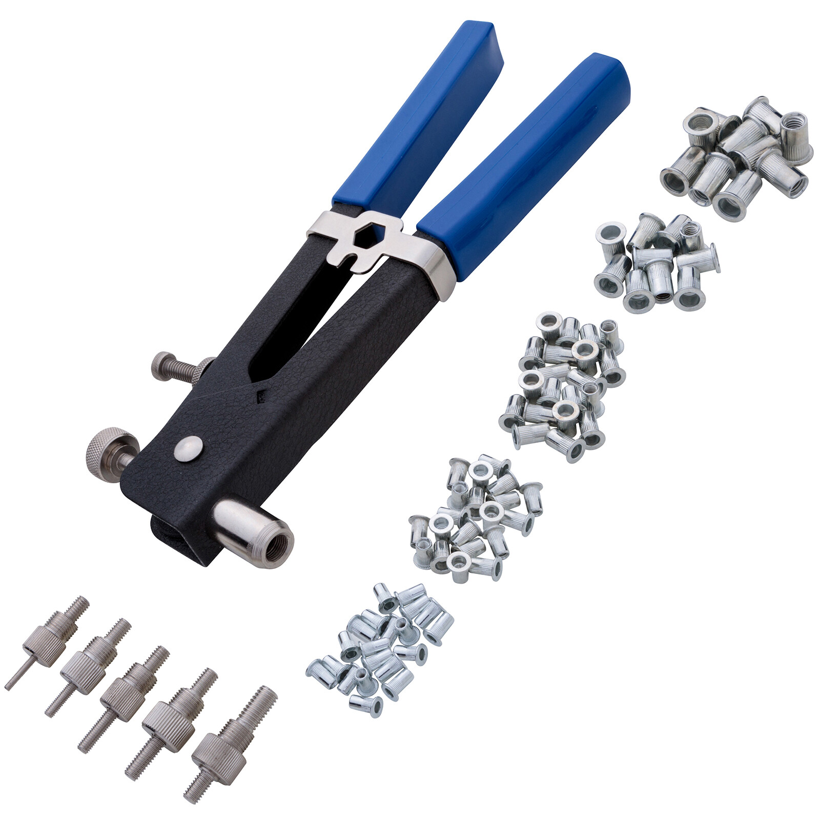 BlueSpot Nut Riveter Kit 86pc M3-M8 Storage Case Threaded Rivnut Insert Tool Set