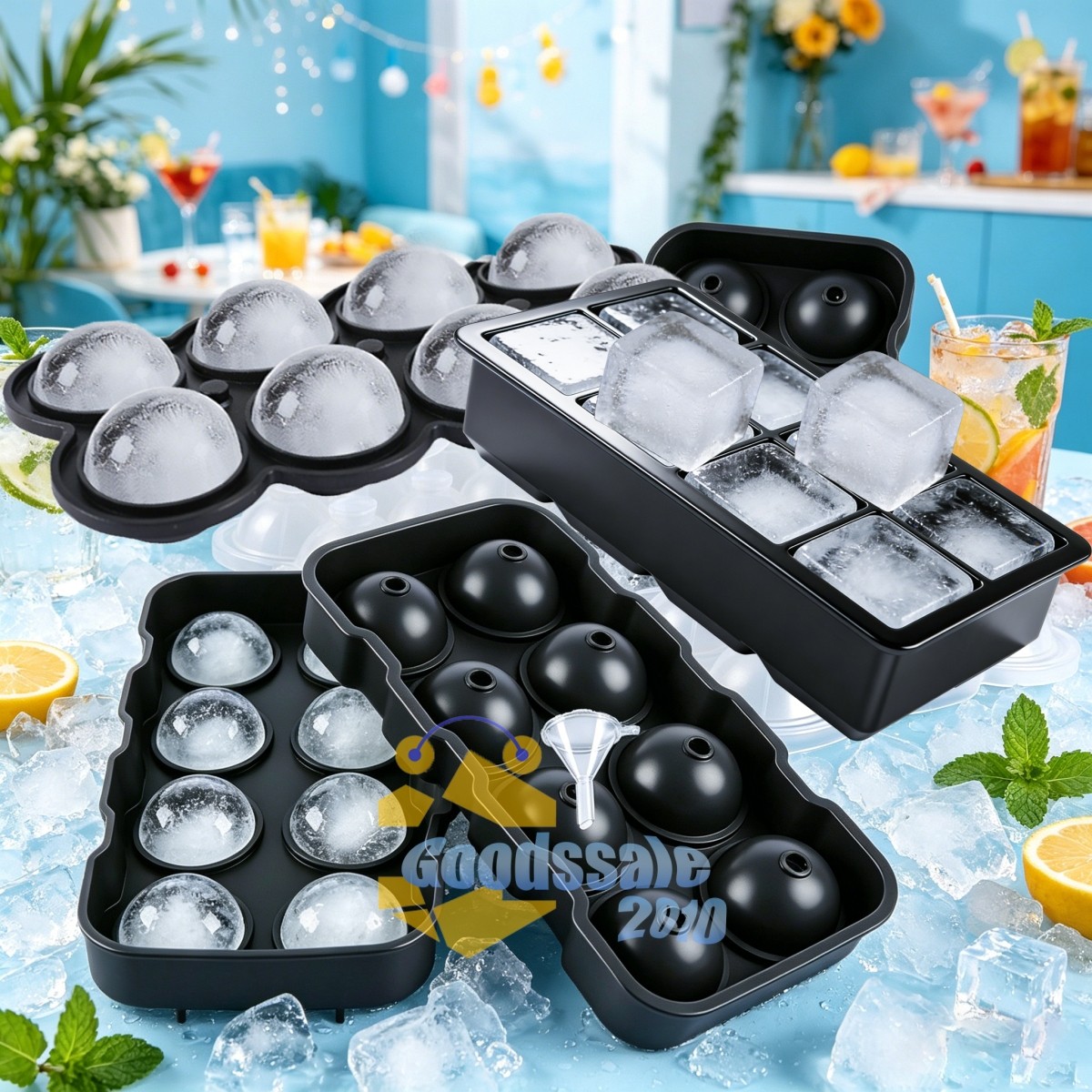 Silicone Big Ice Cubed Maker Large Cube Square Tray Molds Whiskey Ball Cocktails