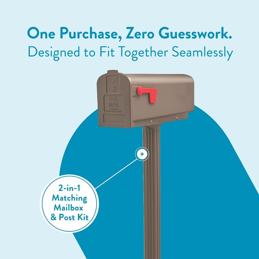 Medium Mocha Mailbox and Post Kit with Plastic Construction