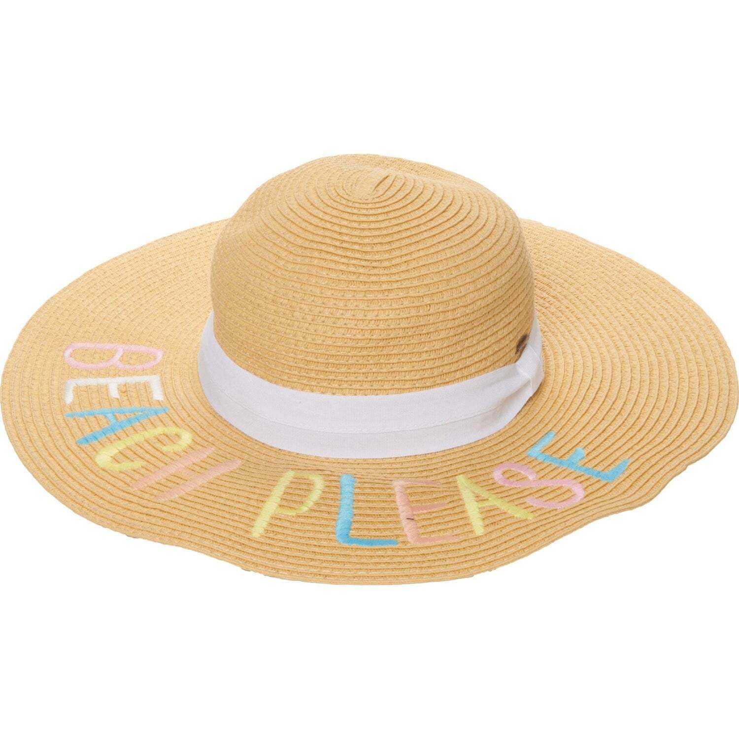 NWT C.C. Women's Beach Please UPF 50+ Wide Brim Paper Straw Hat