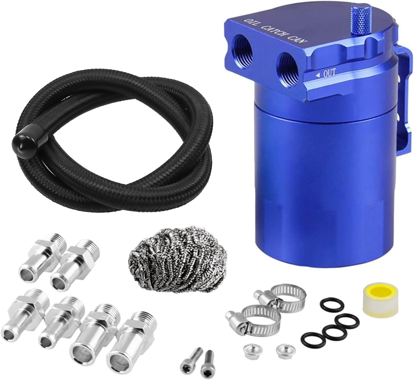 Universal 350Ml Oil Catch Can Tank 0046 Aluminum Polish Baffled Reservoir Blue