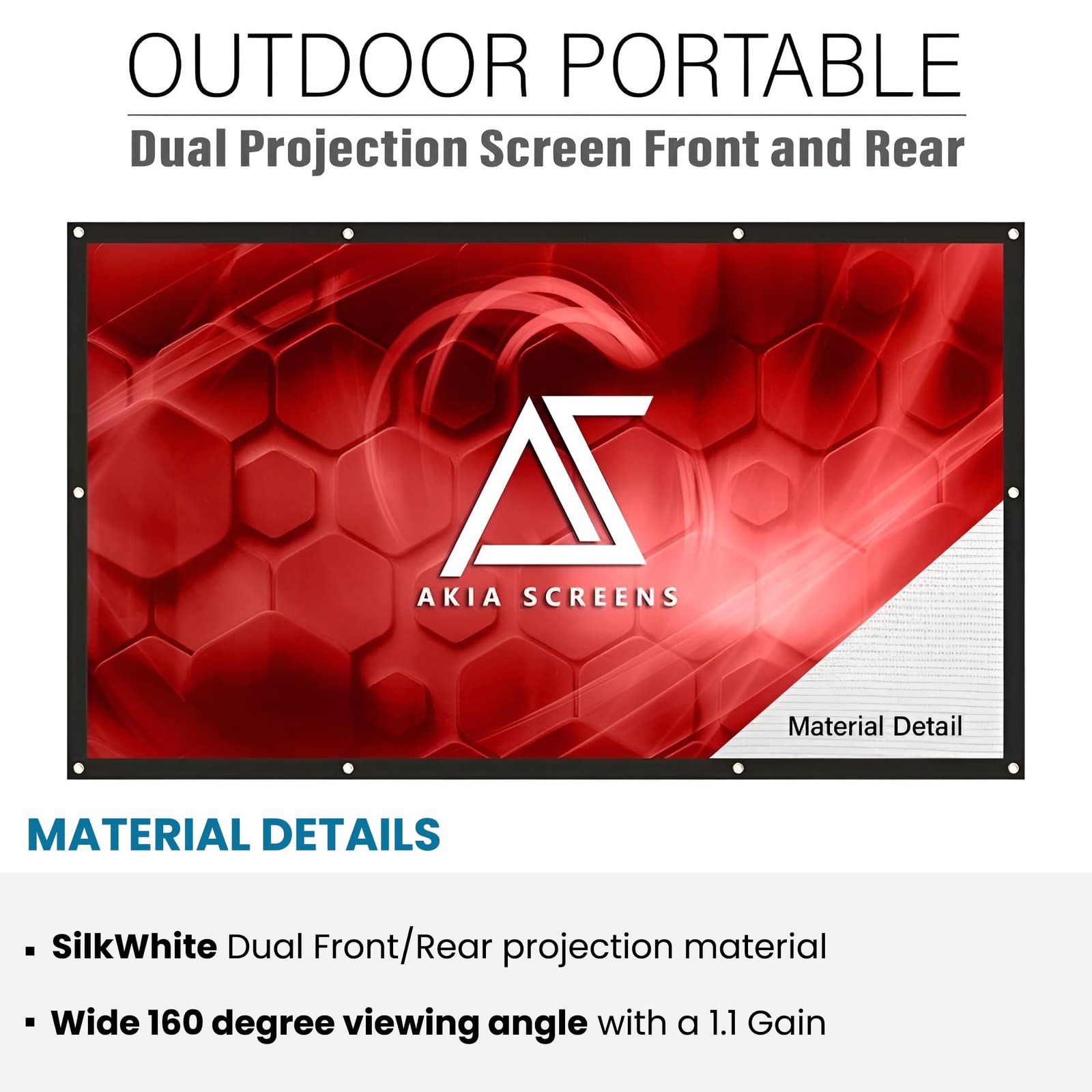 120" Dual Projection Projector Screen, 16:9 Front & Rear, Portable Foldable A...