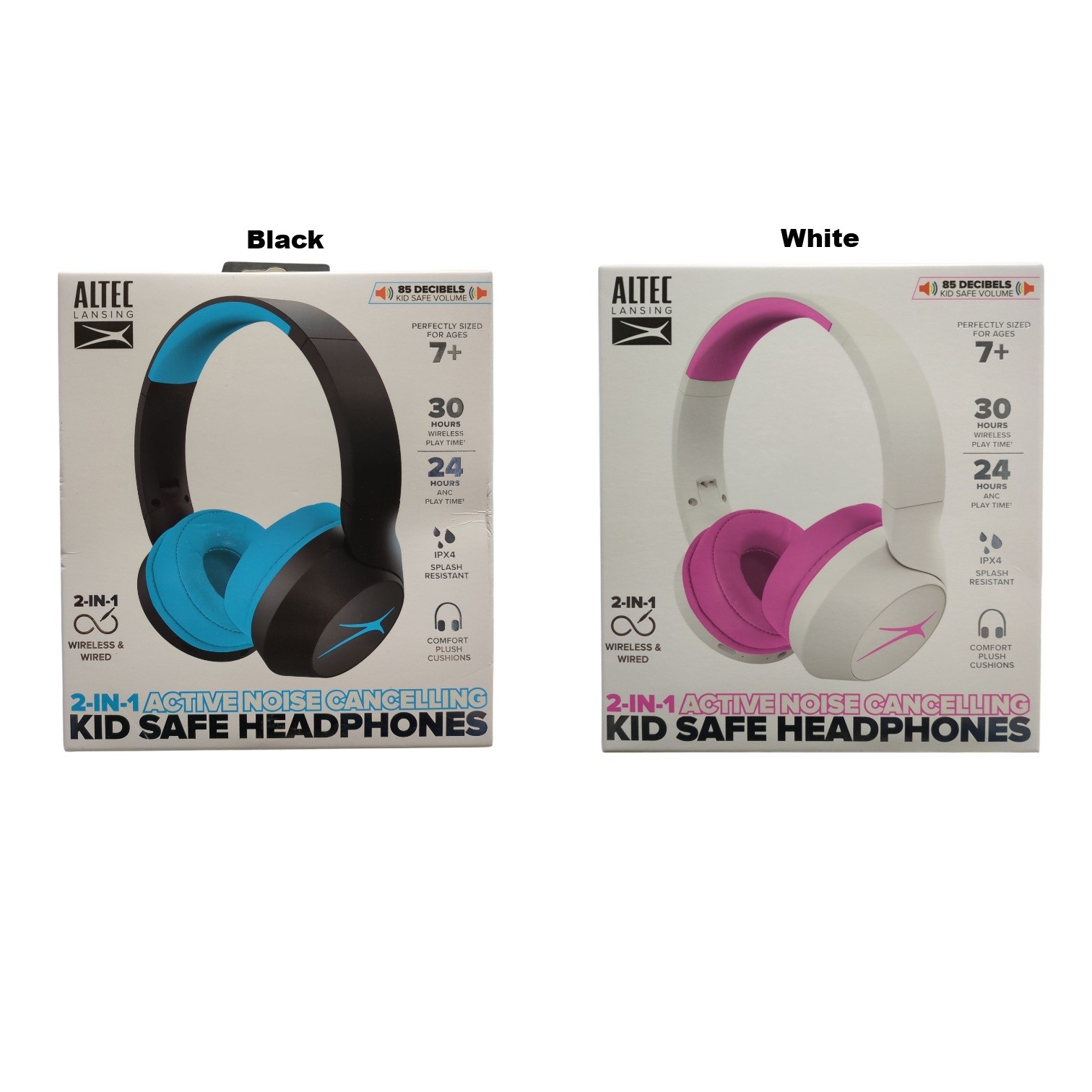 Altec Lansing 2-In-1 Active Noise Canceling Kid Safe Wired/Wireless Headphones