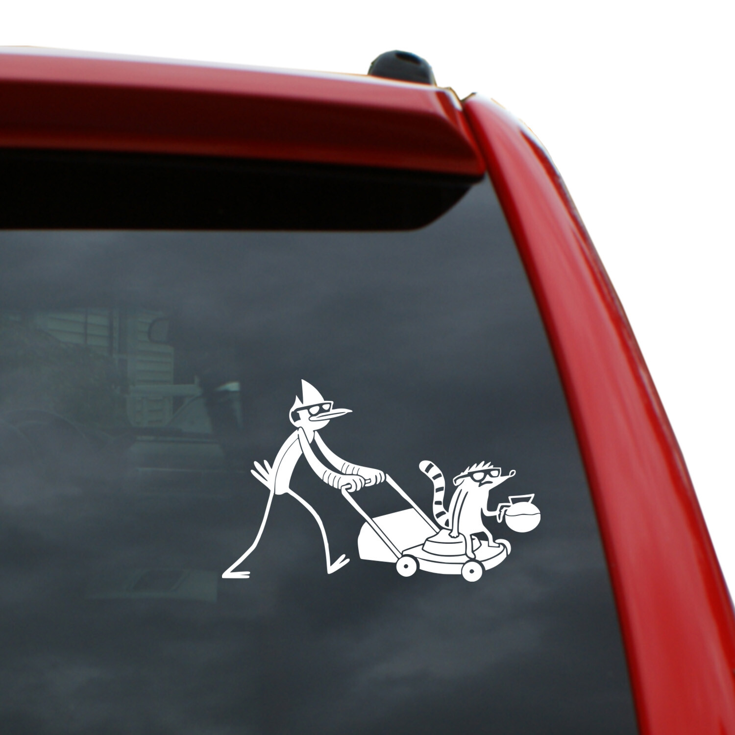 Regular Show / Mordecai and Rigby Vinyl Decal | Color: White | 6" x 3.8"
