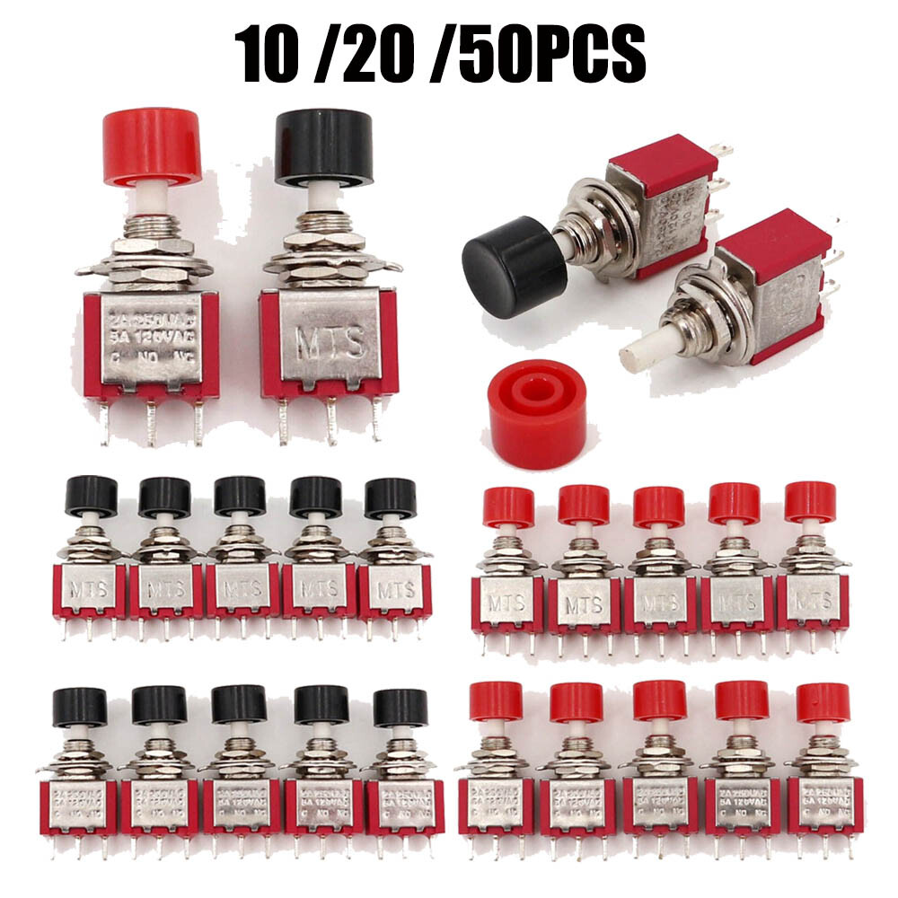 10X MTS-102M Momentary Snap-Acting 3-Pin SPDT 6mm Panel Mount Mini Push Button