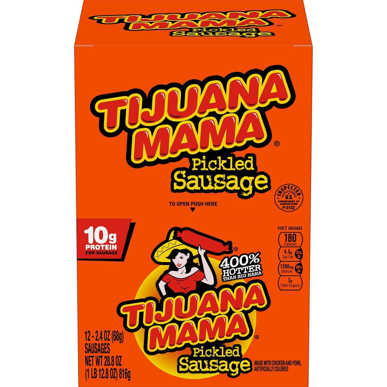 Tijuana Mama Pickled Sausages, 2.4 Ounce, 12 Pack
