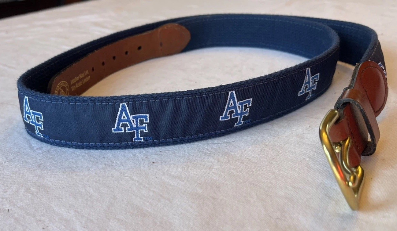 US Air Force LOGO Blue Web Belt W/ Solid Plated Solid Brass Buckle 42" LN