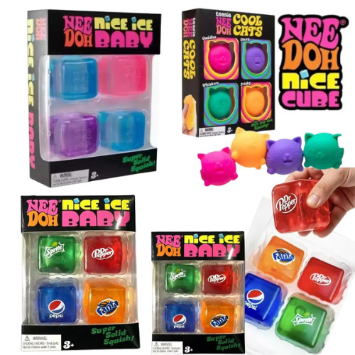 NeeDoh Nice Ice Baby 4-Pack Mini Cubes Authentic Squishy Fidget Stress Toy