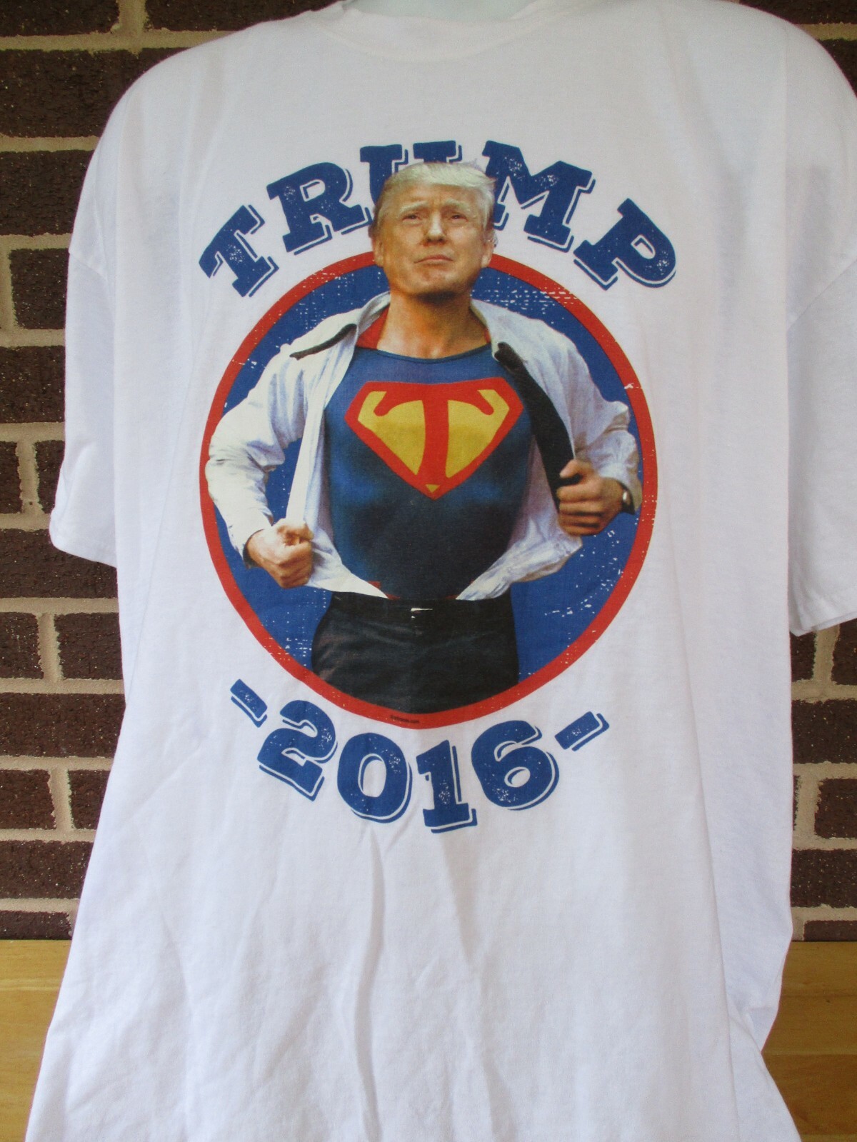 Donald Trump White Graphic T-Shirt 2XL Superman Makeover T Costume Super-Hero