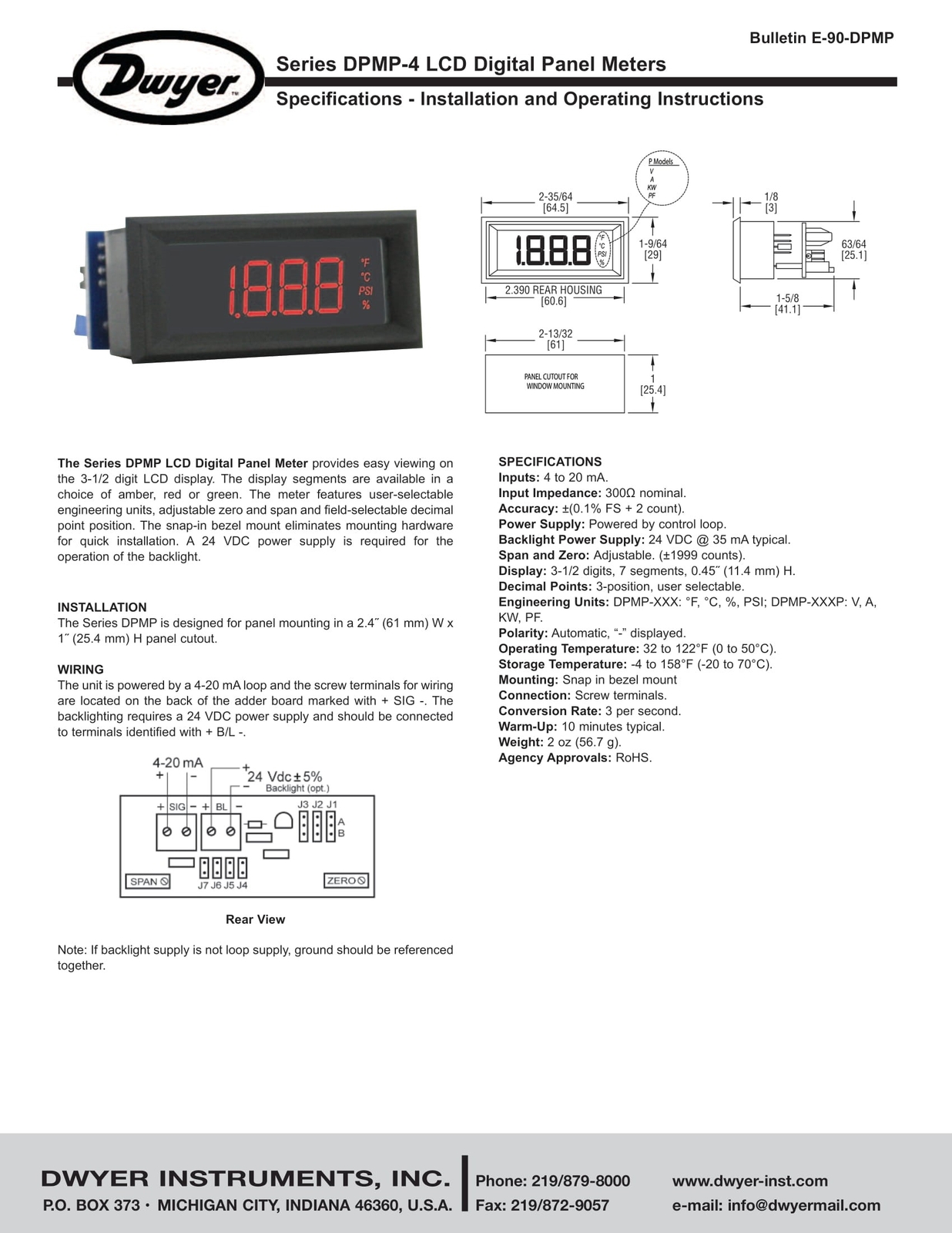 Dwyer DPMP-403 Digital Panel Meter