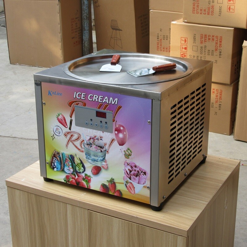 Kolice Commercial 18'' Round Pan Fried Ice Cream Roll Machine-Auto Defrost