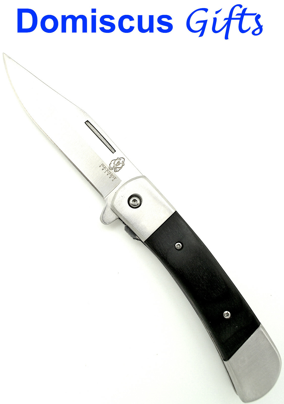 8" NEW! Buckshot POCKET KNIFE Knives Black Wooden Handle SPRING Assisted Sport