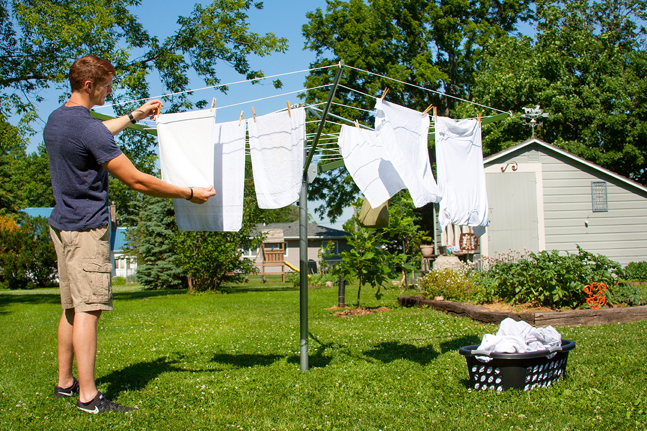 OUTSIDE OPEN AIR LAUNDRY UPRIGHT DRYING POLE CLOTHESLINE CLOTHES DRYER DS9