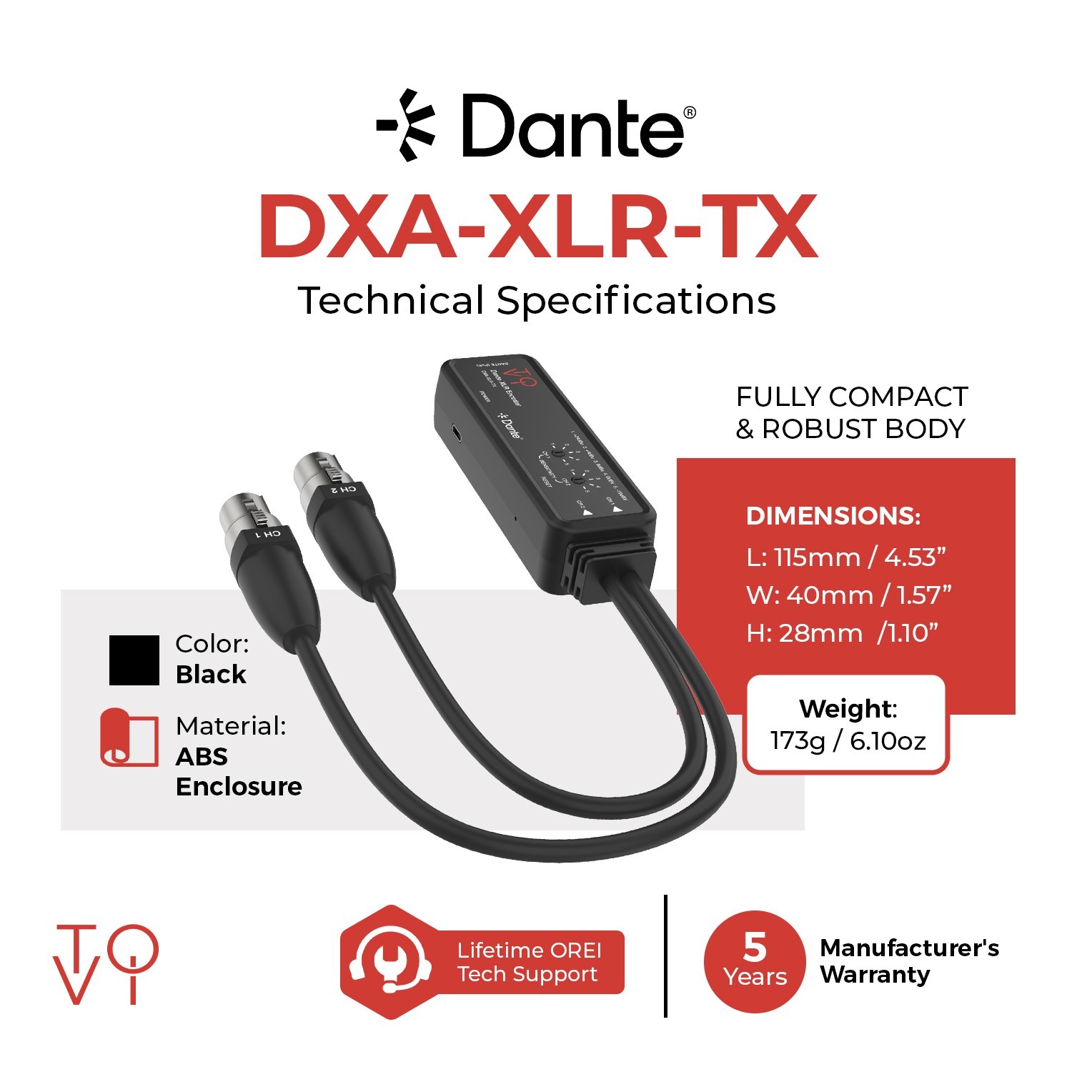 ToVi Dante® XLR Encoder (DXA-XLR-TX)