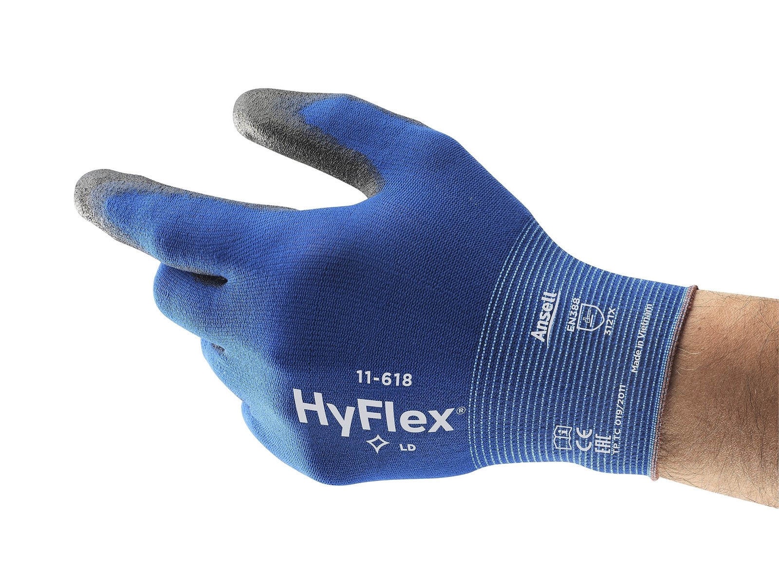 Ansell HyFlex 11-618 Nylon Light Duty Multi-Purpose Glove with Knitwrist 9 (L)