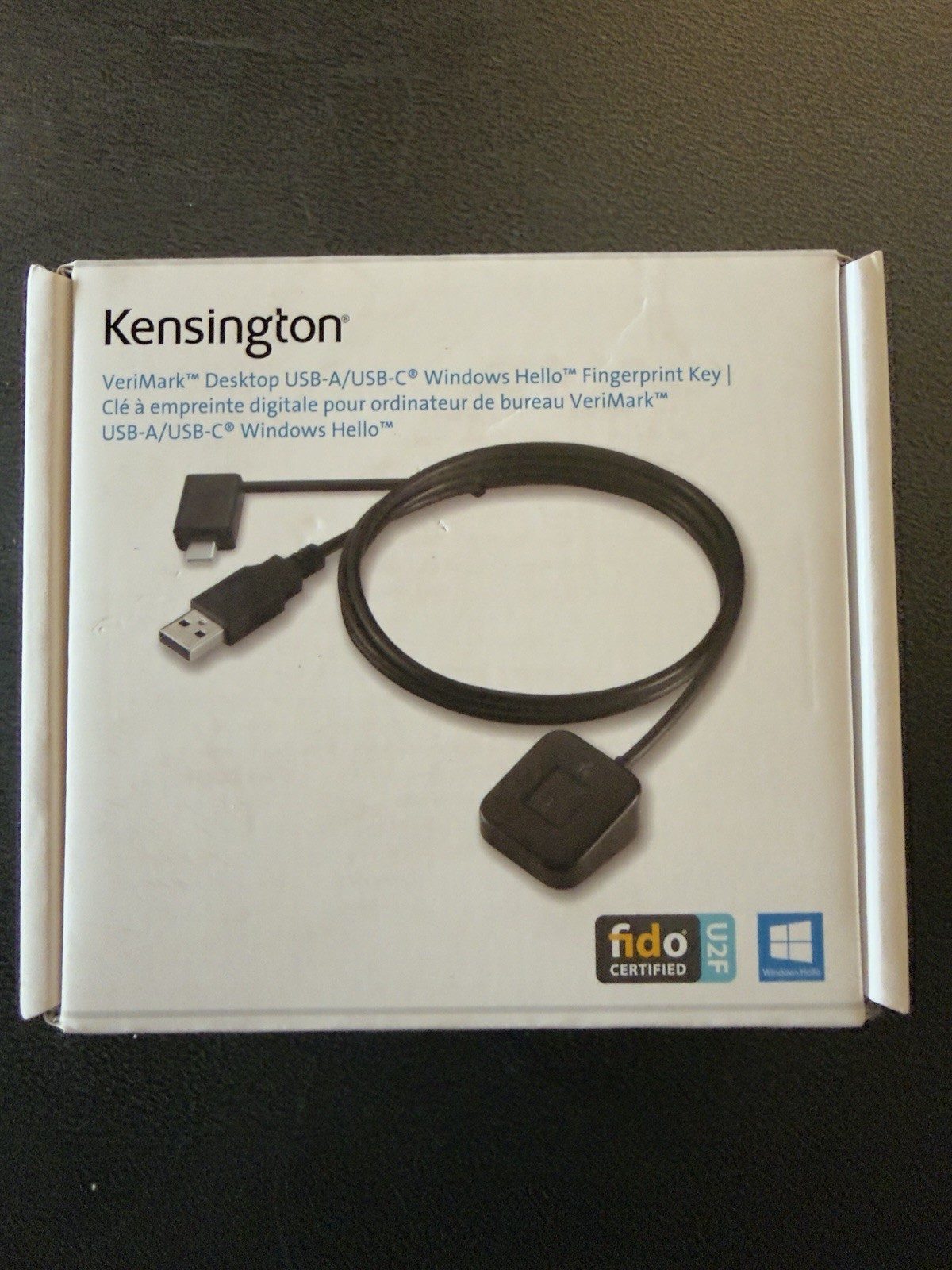 Kensington VeriMark Desktop USB-A/ USB-C Windows Hello Fingerprint Key K62330WWA