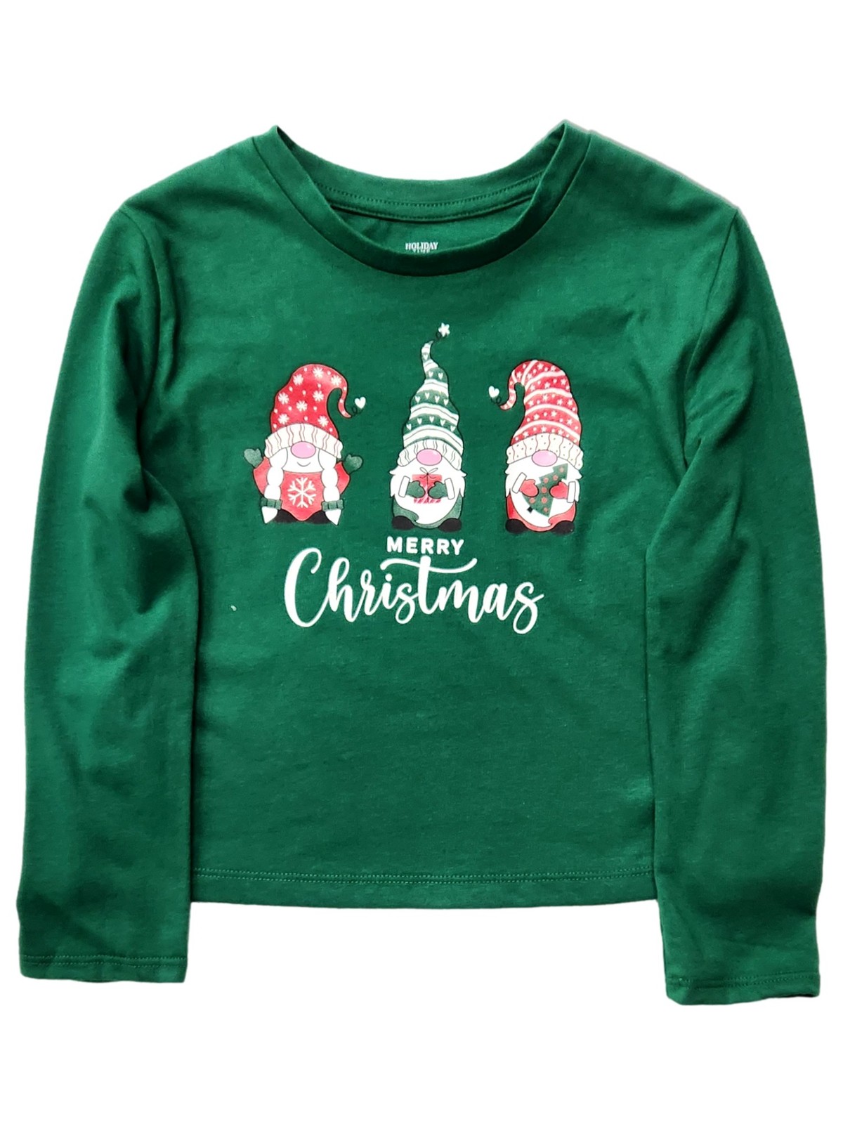 Boys & Girls Green Merry Christmas Gnome Holiday T-Shirt Tee XS 4-5