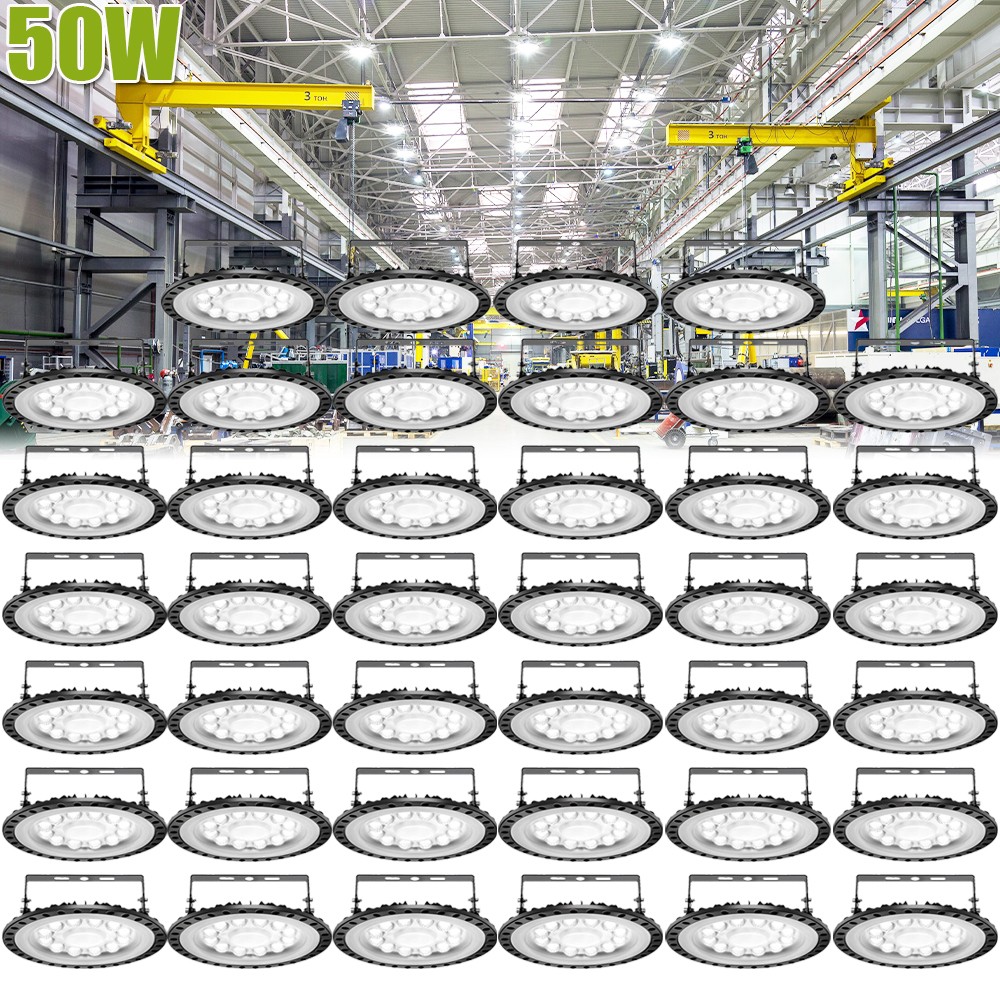 40 Pack 50W UFO LED High Bay Lights Ultra Thin LED Warehouse Lighting Shop Area