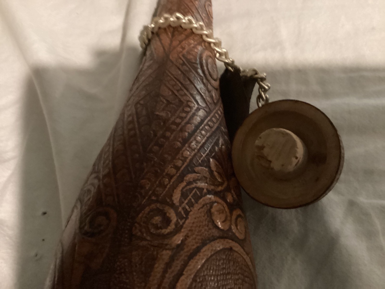 Vintage Beautiful Tooled Leather Conac Bottle