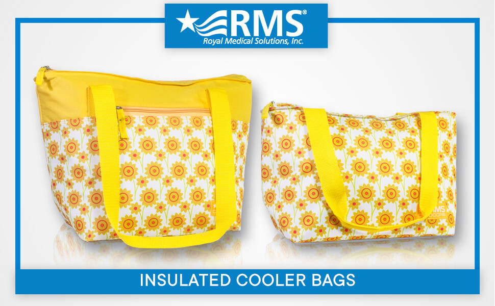 RMS Insulated Cooler Bags/Totes (White & Yellow Flower Style)