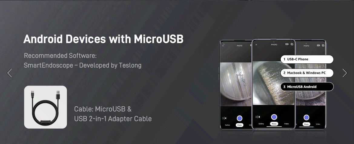 Rifle Borescope USB-C, Lights & Mirror, .20 Cal+, iPhone/Android