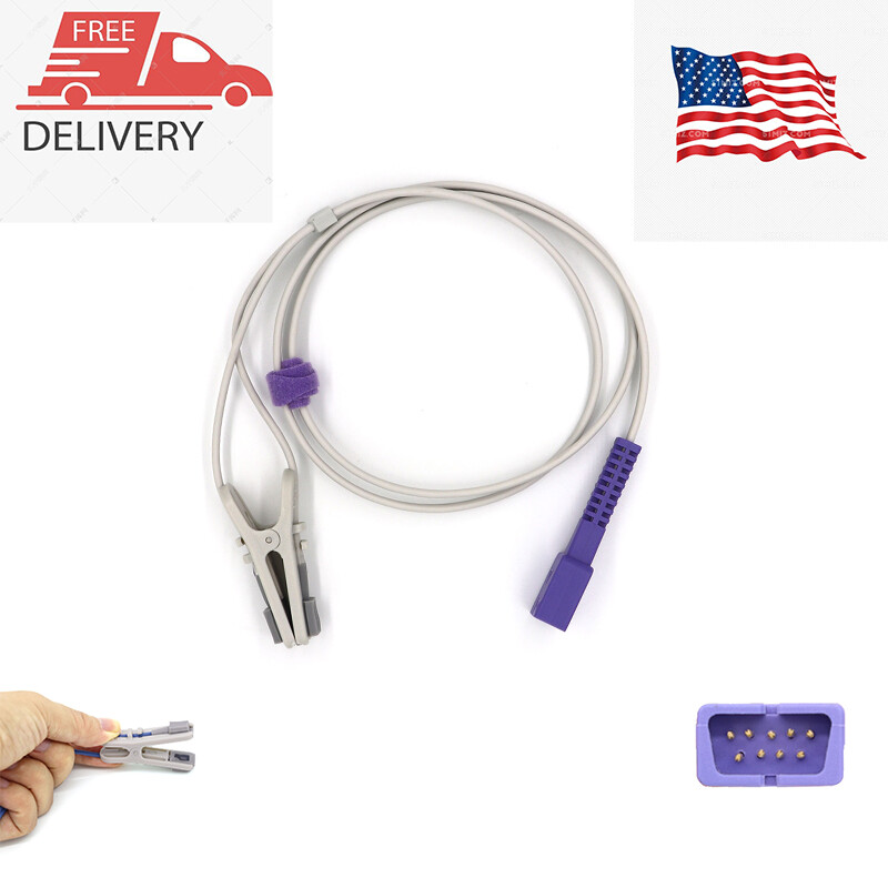 US Apply to Ne. llcor Oximax Adult Ear Clip SpO2 Sensor Probe Oximeter Pulse DB9