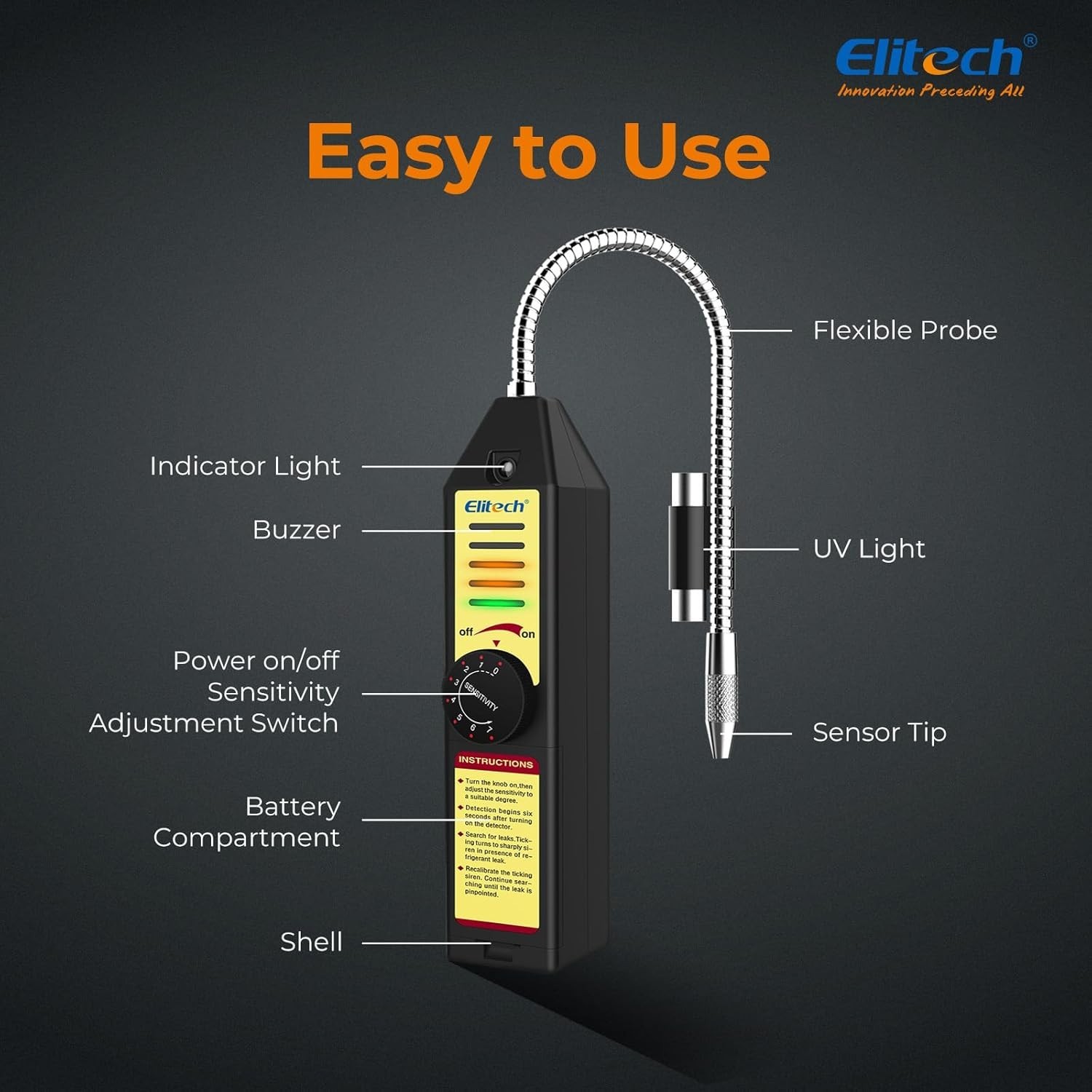 Professional Halogen Refrigerant Leak Detector - Quick Response & Visual Alerts
