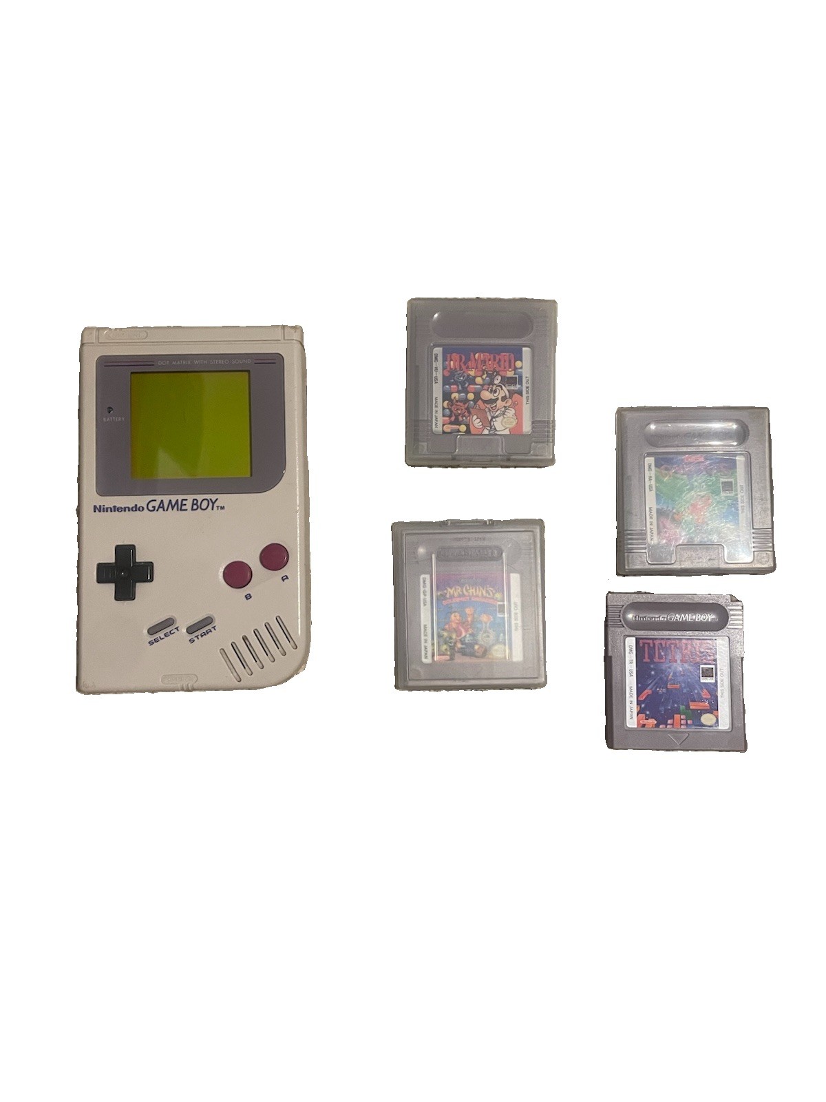 Nintendo Game Boy DMG-01 Gray Handheld Console Bundle w/ Tetris