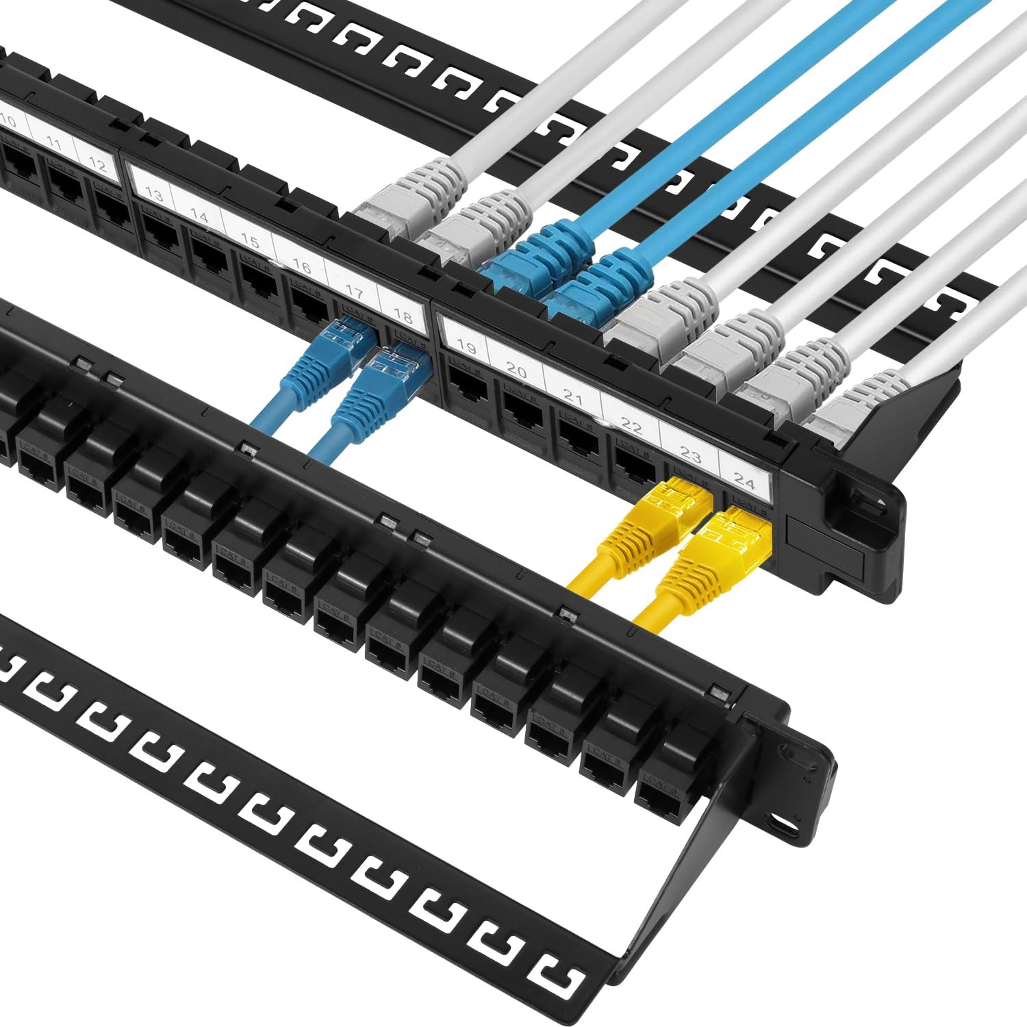 24Port Cat6 Patch Panel 10G RackMountable 1U Network 19 Inch Removable