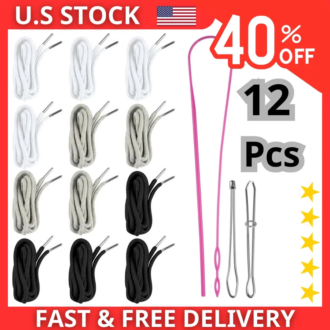 12 Pcs Drawstring for Sweatpants, 60 Inch Hoodie String Replacement, Drawstri...