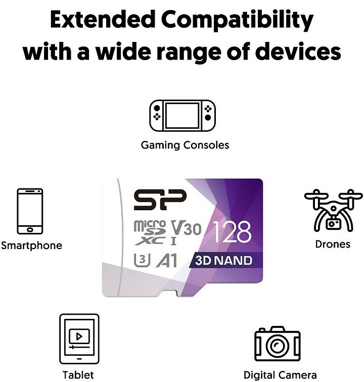 Silicon Power 128GB Micro SD Card U3 SDXC microsdxc High Speed MicroSD Memory SD