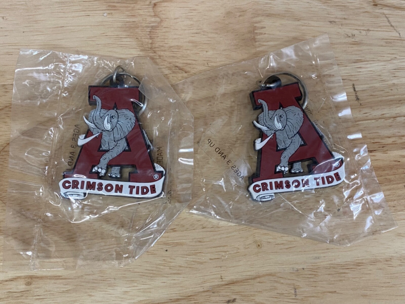 NCAA College Football Alabama Crimson Roll Tide Flex Keychain Key Ring lot of 2