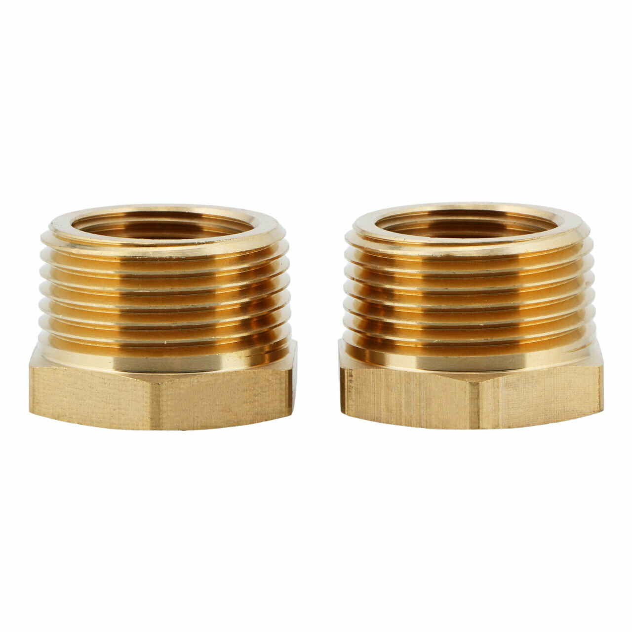 U.S. Solid 2pcs Brass Pipe Fitting Reducer Bushing, MNPT 1" x FNPT 3/4"