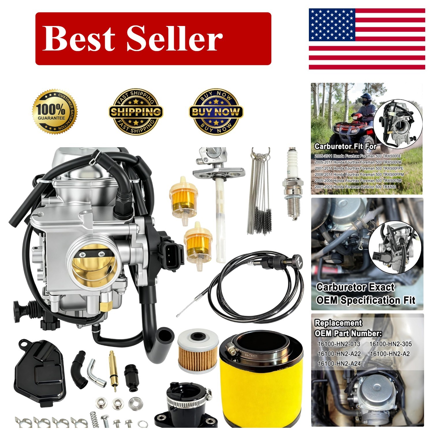 Carburetor Kit Replacement for Honda FourTrax 500 Foreman Rubicon Foreman TRX...