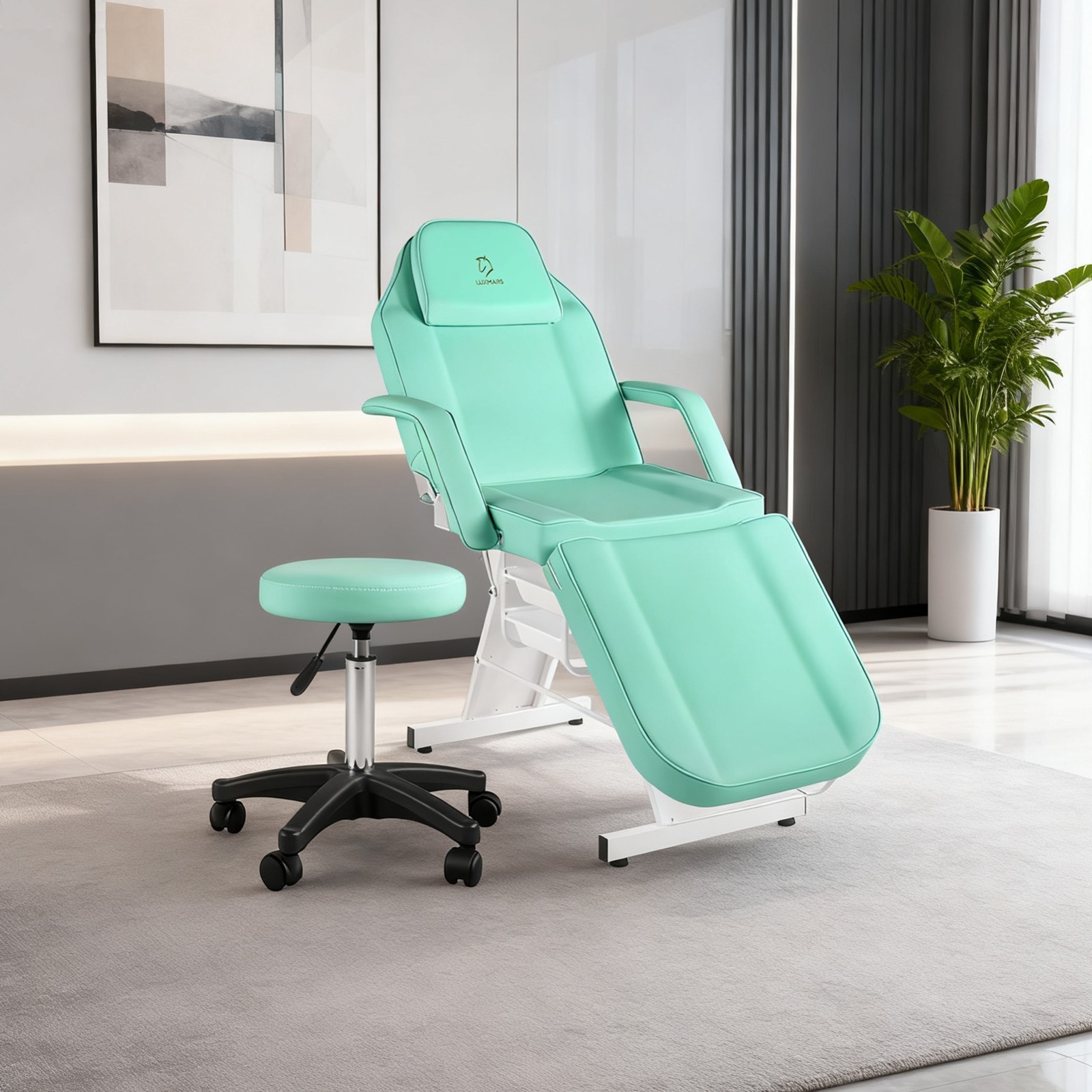 73 in Facial Chair 3-Section Adjustable Tattoo Chair with  Stool for Beauty Lash