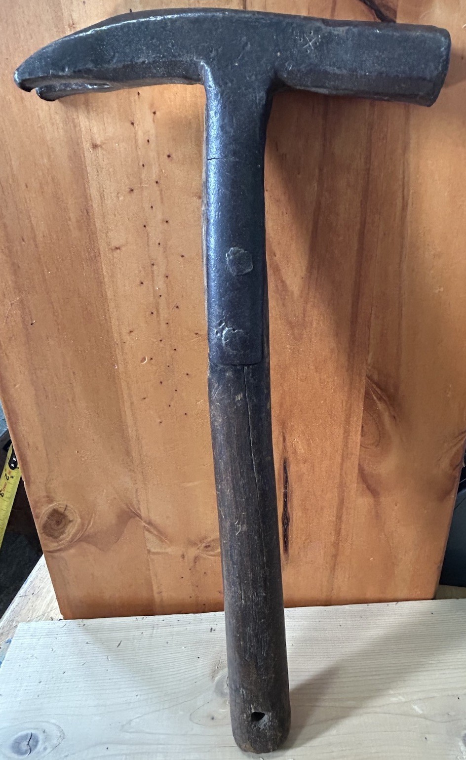Antique strapped claw hammer 1700's blacksmith STAMP MARK forged primitive tool