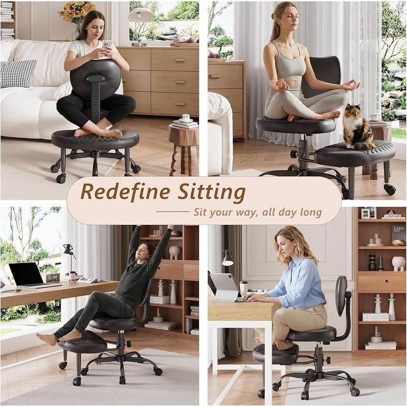 Cross Legged Office Chair Criss Cross Rolling Desk Chair Faux Leather Ergonomic