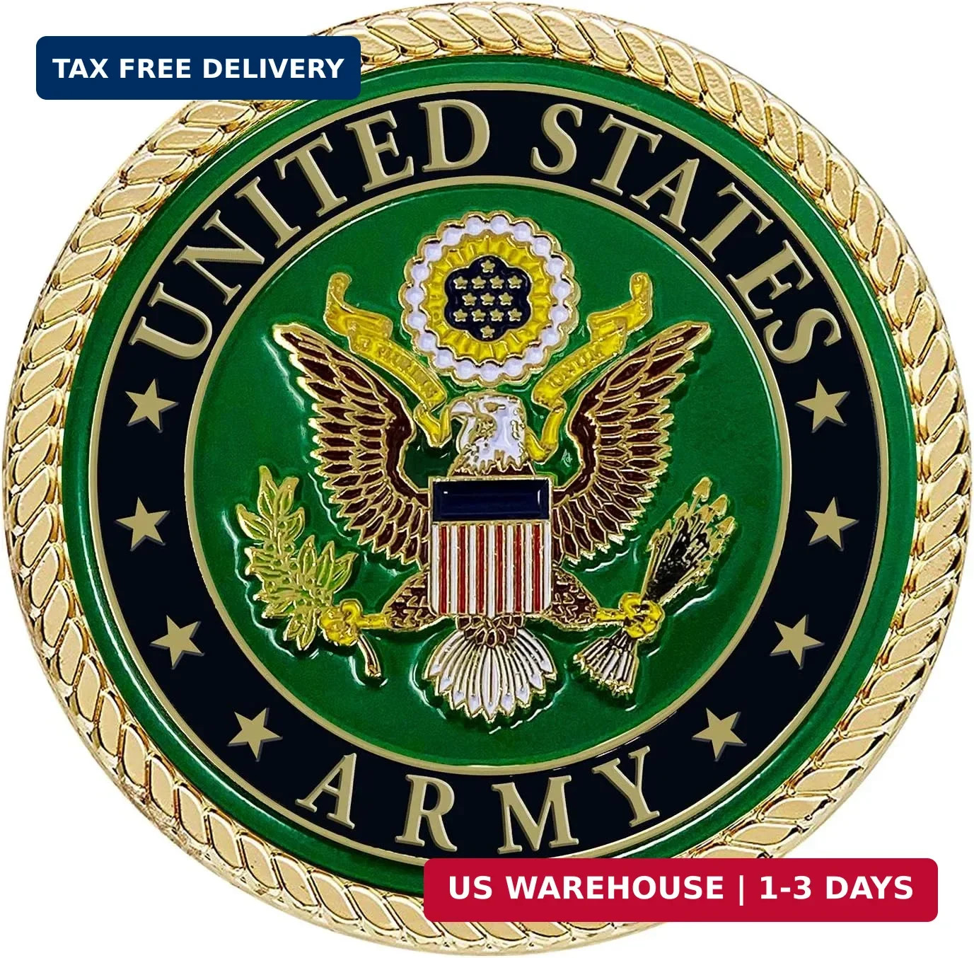 US Army Auto Medallion - 2 Inches Army Metal Logo for Car - US Army Gifts for So