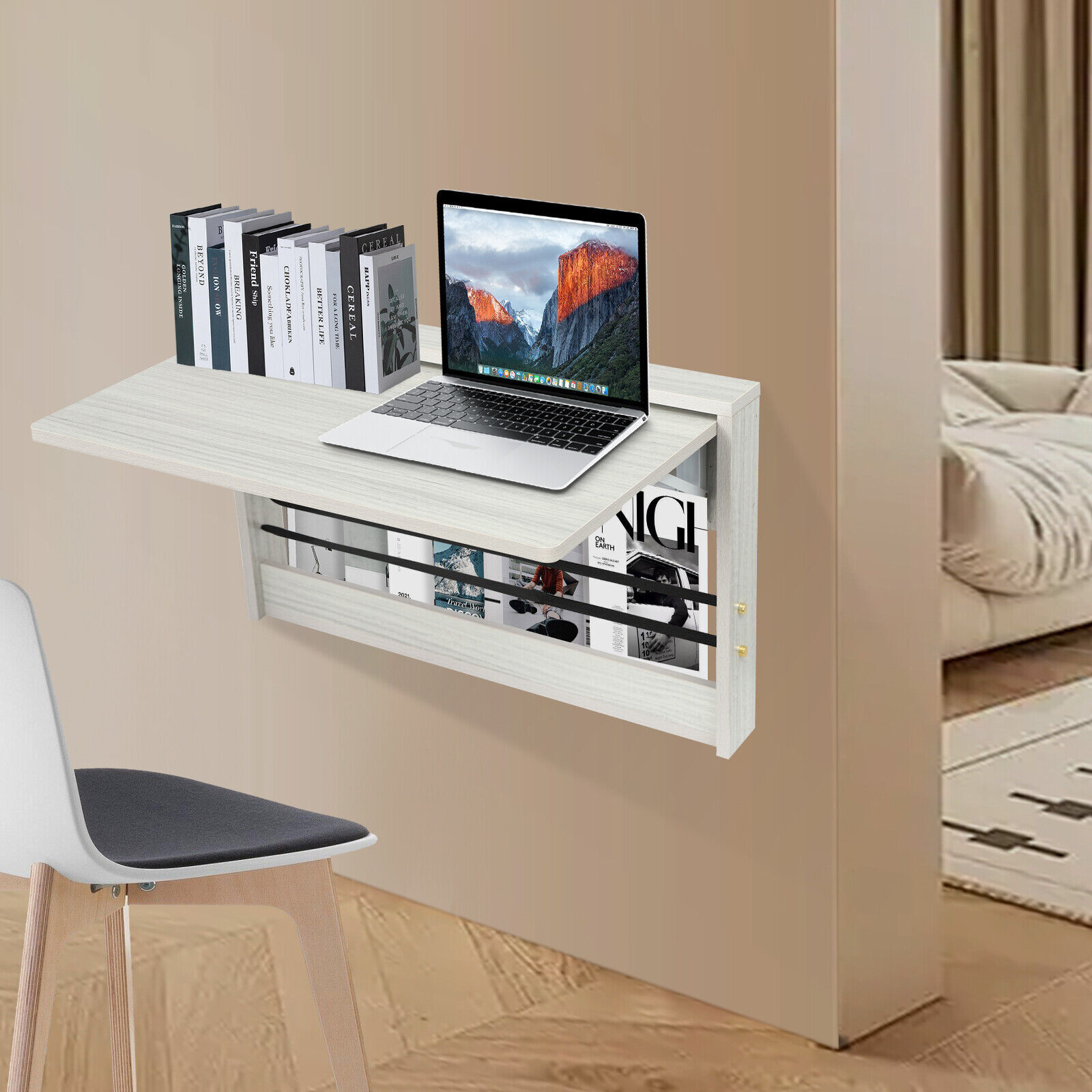 Folding Wall Table, Fold Down Table Wall Mounted, Round Corners Folding Table