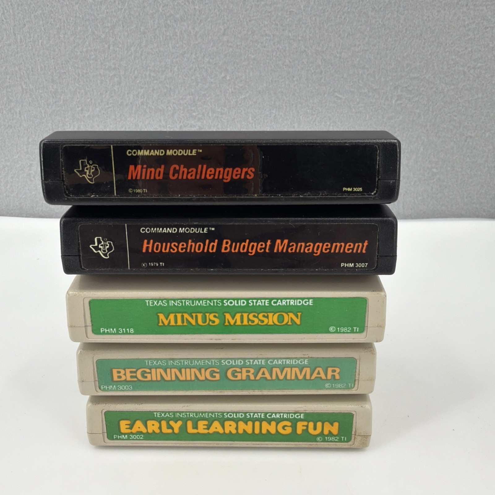 Lot of 5 Texas Instruments TI-99/4a Command Module Learning Game Cartridges